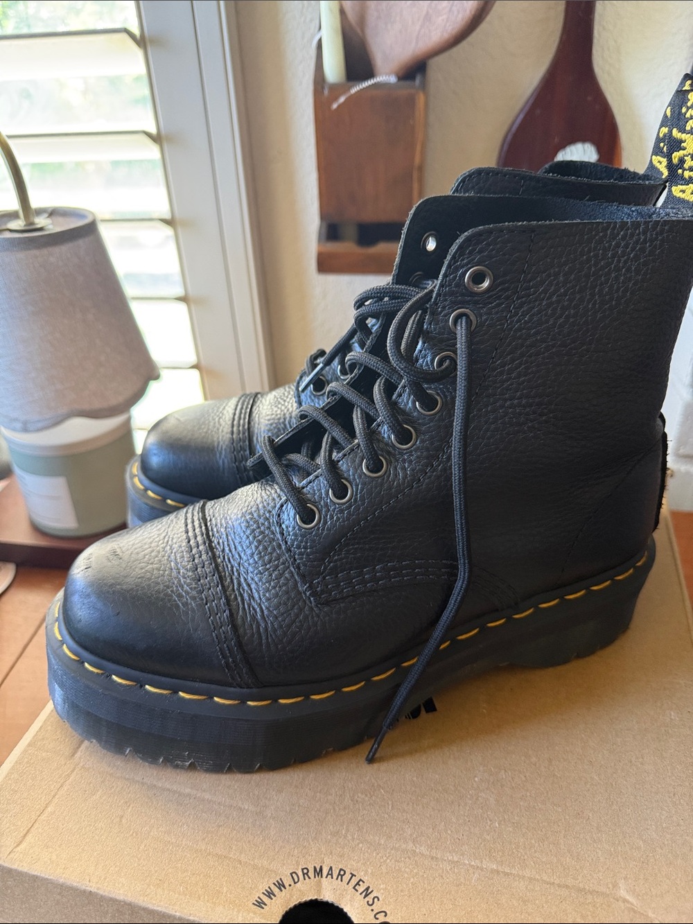 Dr. Martens Sinclair Black Leather Platform Boots - Picture 3 of 6